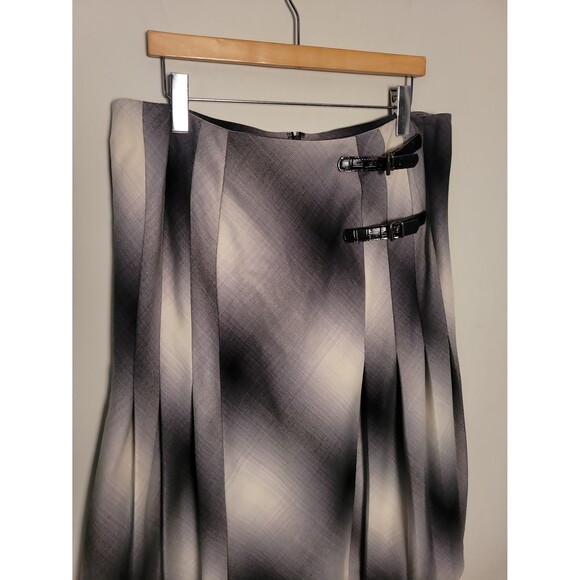 VTG Anne Klein Gradient Grey Wool Midi Skirt Sz 14 Dark Academia Preppy - Picture 2 of 7